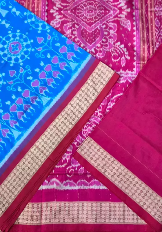 Chakra Tribal Bandha Silk Saree-Tblue