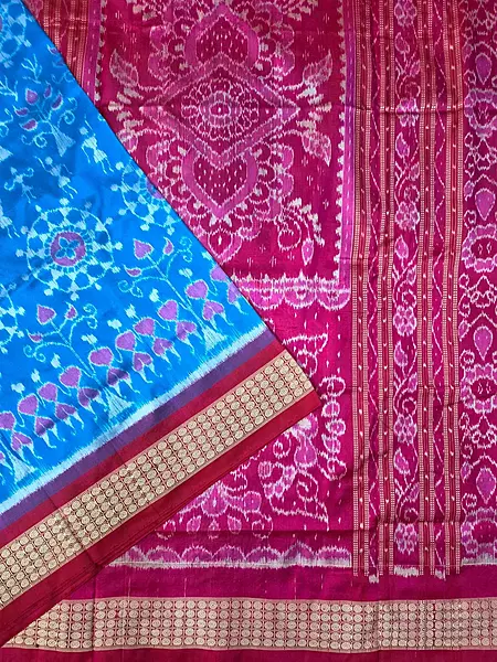 Chakra Tribal Bandha Silk Saree-Tblue