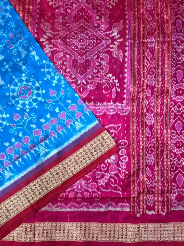 Chakra Tribal Bandha Silk Saree-Tblue