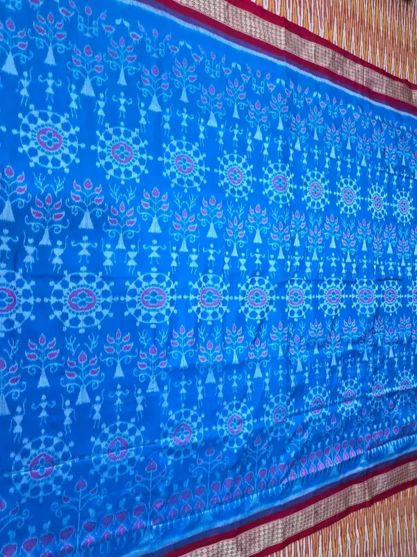 Chakra Tribal Bandha Silk Saree-Tblue
