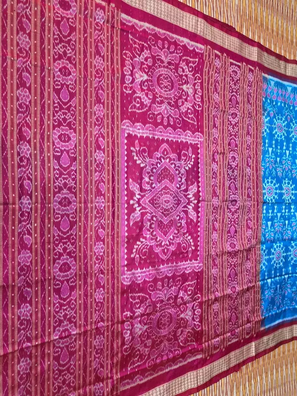 Chakra Tribal Bandha Silk Saree-Tblue