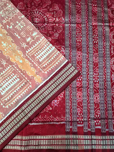BADA PHERA TRIBAL SILK SAREE-PEACH