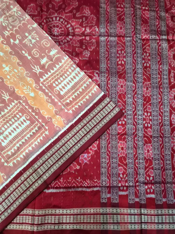 BADA PHERA TRIBAL SILK SAREE-PEACH