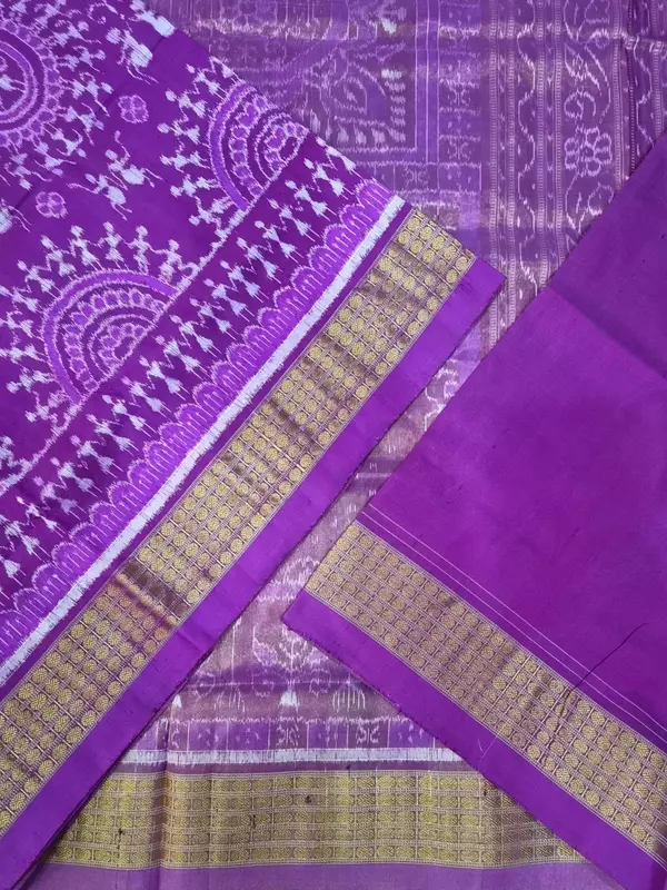 Gol Tribal Bandha Half Tissue Silk Saree-Purple
