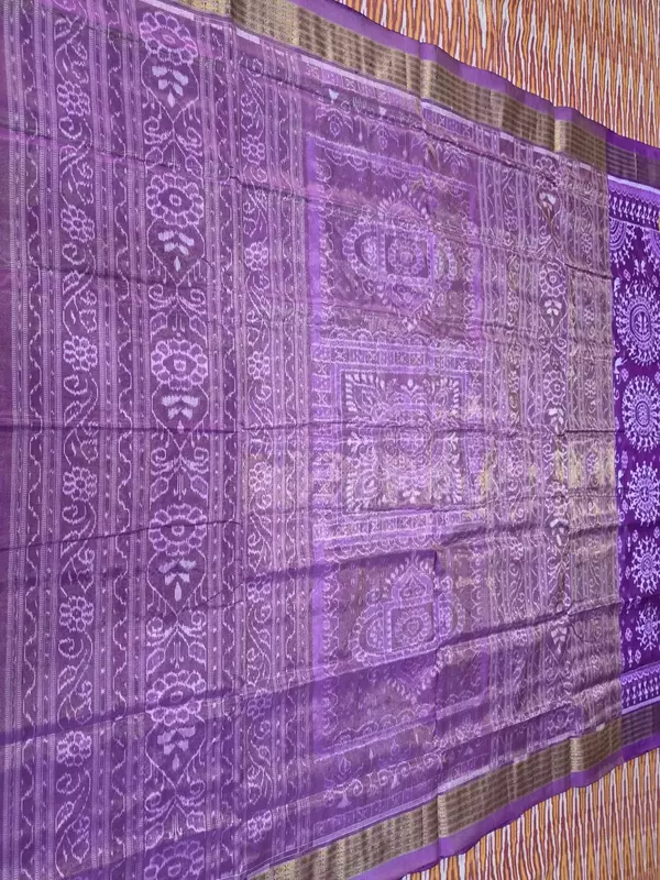 Gol Tribal Bandha Half Tissue Silk Saree-Purple