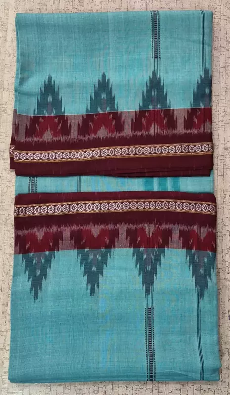 BANDHA BORDER COTTON JODA-SEAGREEN