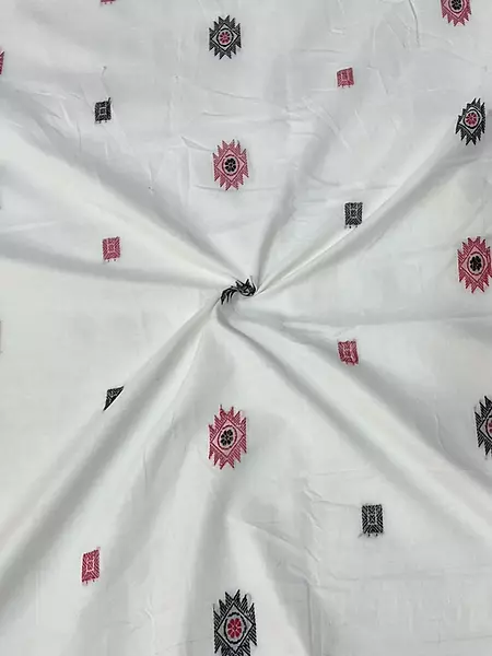 Bomkai Butta Fabric-White