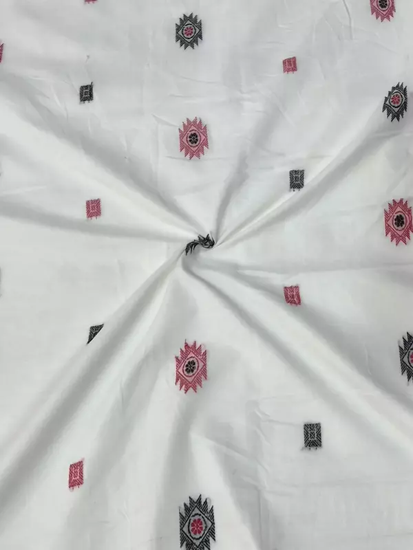 Bomkai Butta Fabric-White
