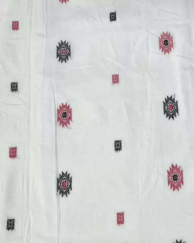 Bomkai Butta Fabric-White