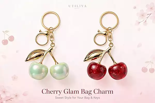 Cherry Metal Bag Charm & Keychain