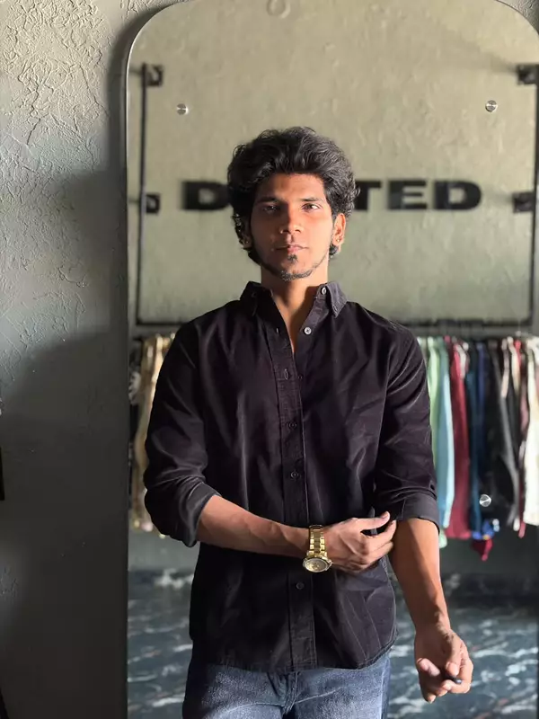 Jet black corduroy shirt