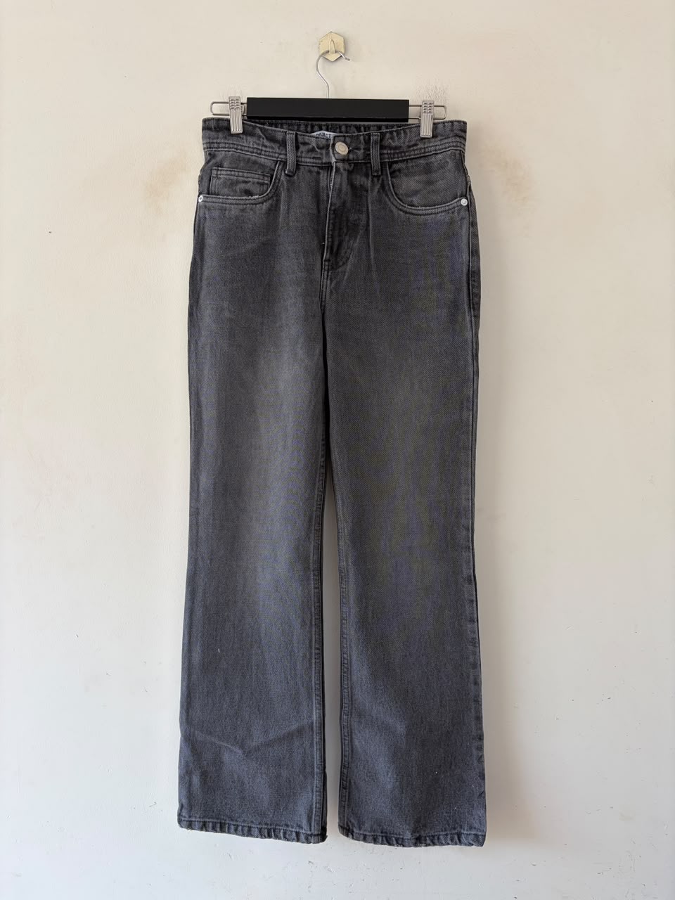 Graphite wash semi boot-cut jeans