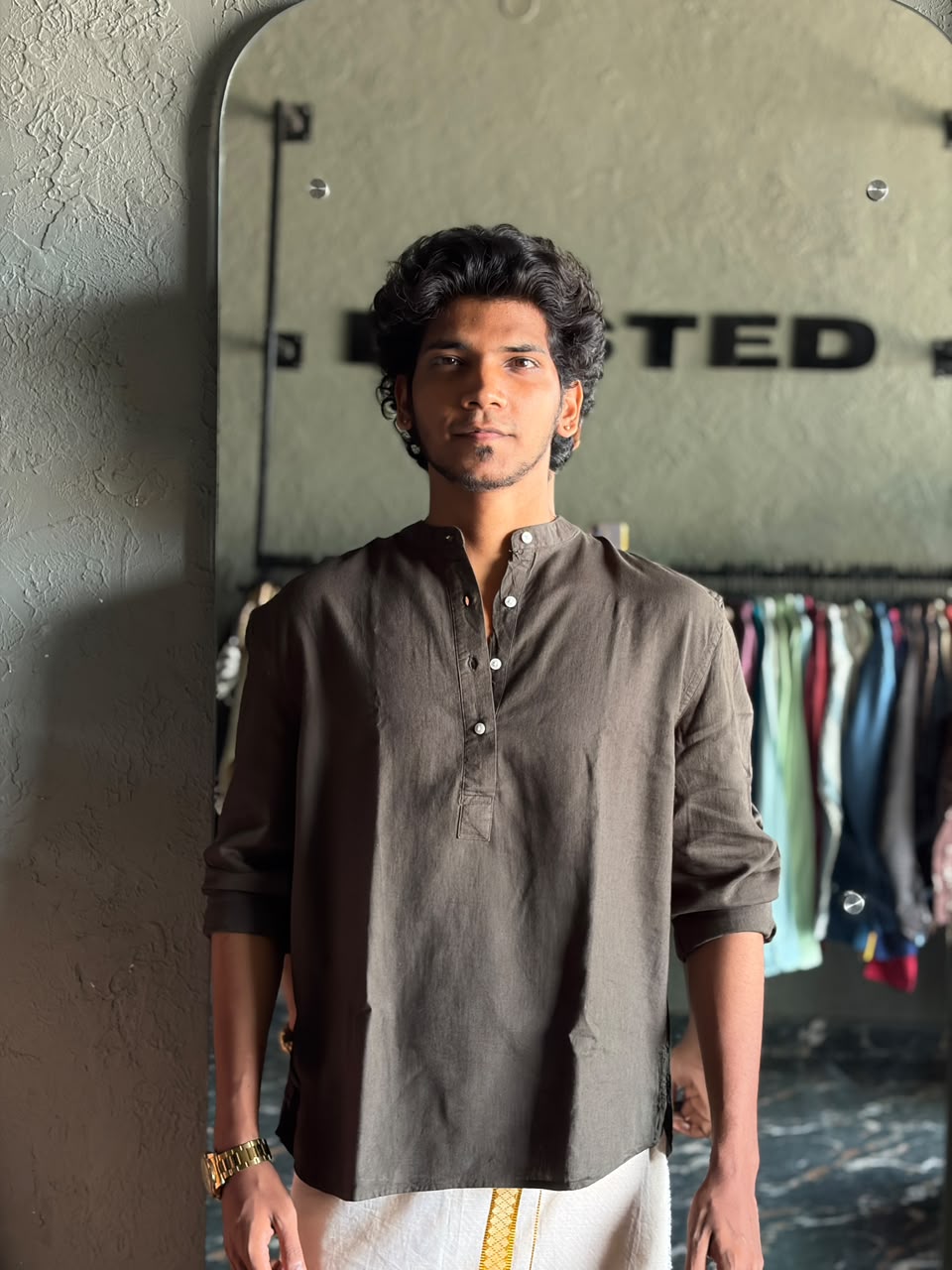 Forest green short kurta