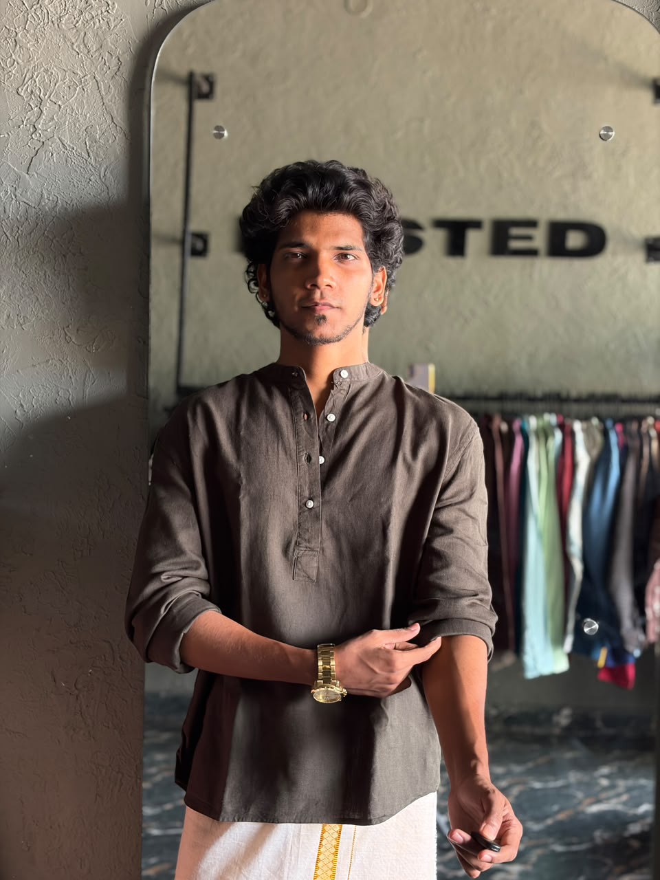 Forest green short kurta