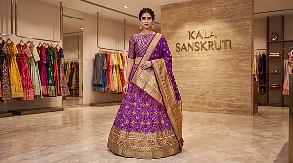 Kala Sanskruti ALl Over Magenta Color Dupion Silk Bandhani Chaniyacholi 3.75M - Elegant Traditional Wear Dupion Chaniyacholi's for Women