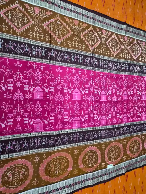 Tribal 6 Border Silk Saree-Multicolour