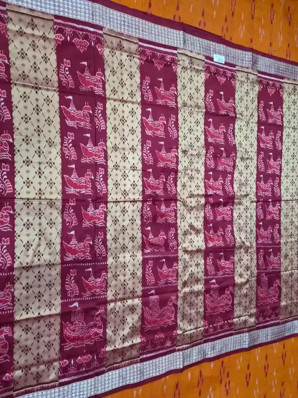 Pere Pere Boita Bandha Silk Saree-Maroon