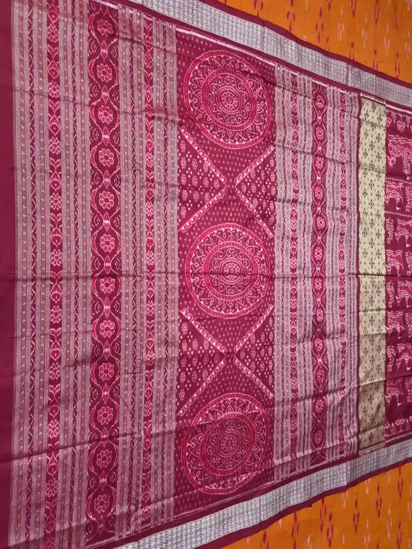 Pere Pere Boita Bandha Silk Saree-Maroon