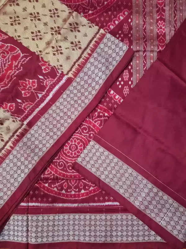 Pere Pere Boita Bandha Silk Saree-Maroon