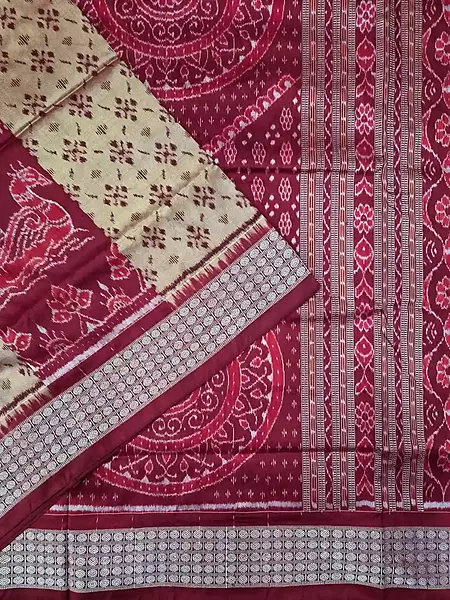 Pere Pere Boita Bandha Silk Saree-Maroon
