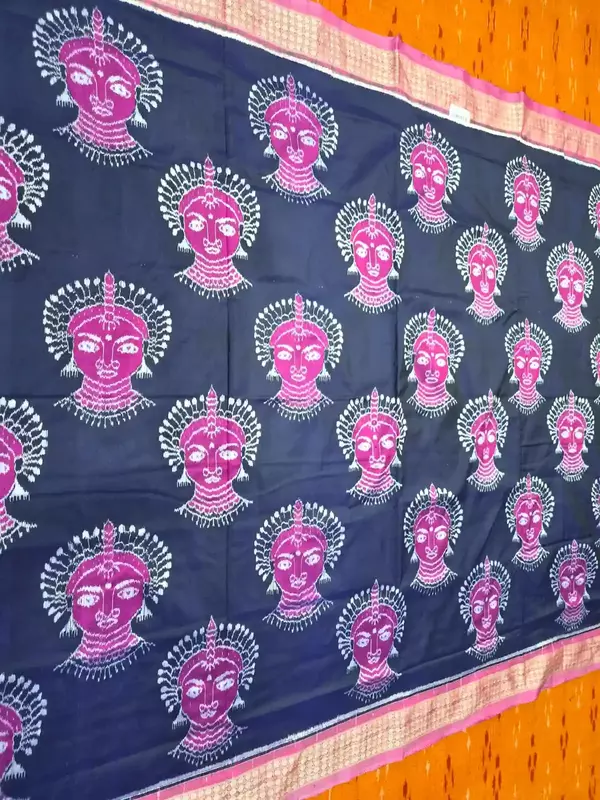 Nartaki Face Bandha Silk Saree-Navy Blue