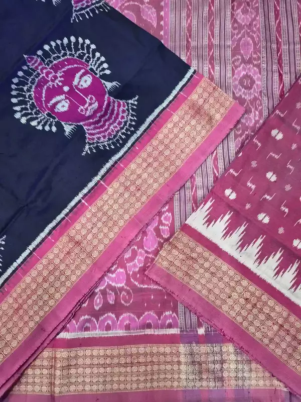 Nartaki Face Bandha Silk Saree-Navy Blue