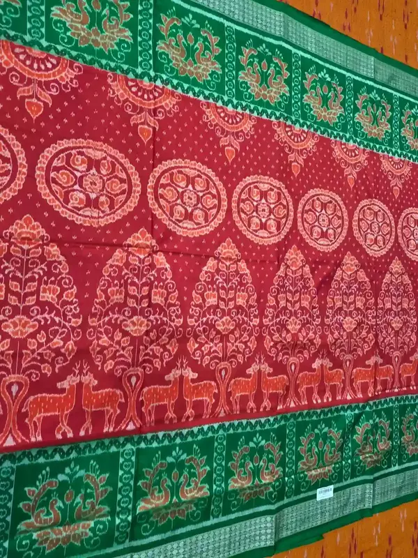 Gacha Bandha Silk Saree-Orange