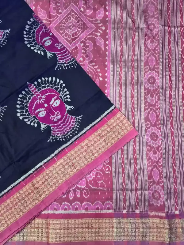 Nartaki Face Bandha Silk Saree-Navy Blue