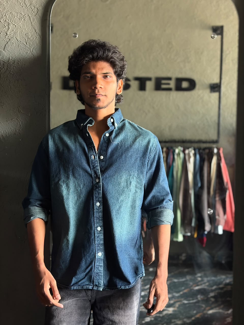 Indigo drift denim shirt