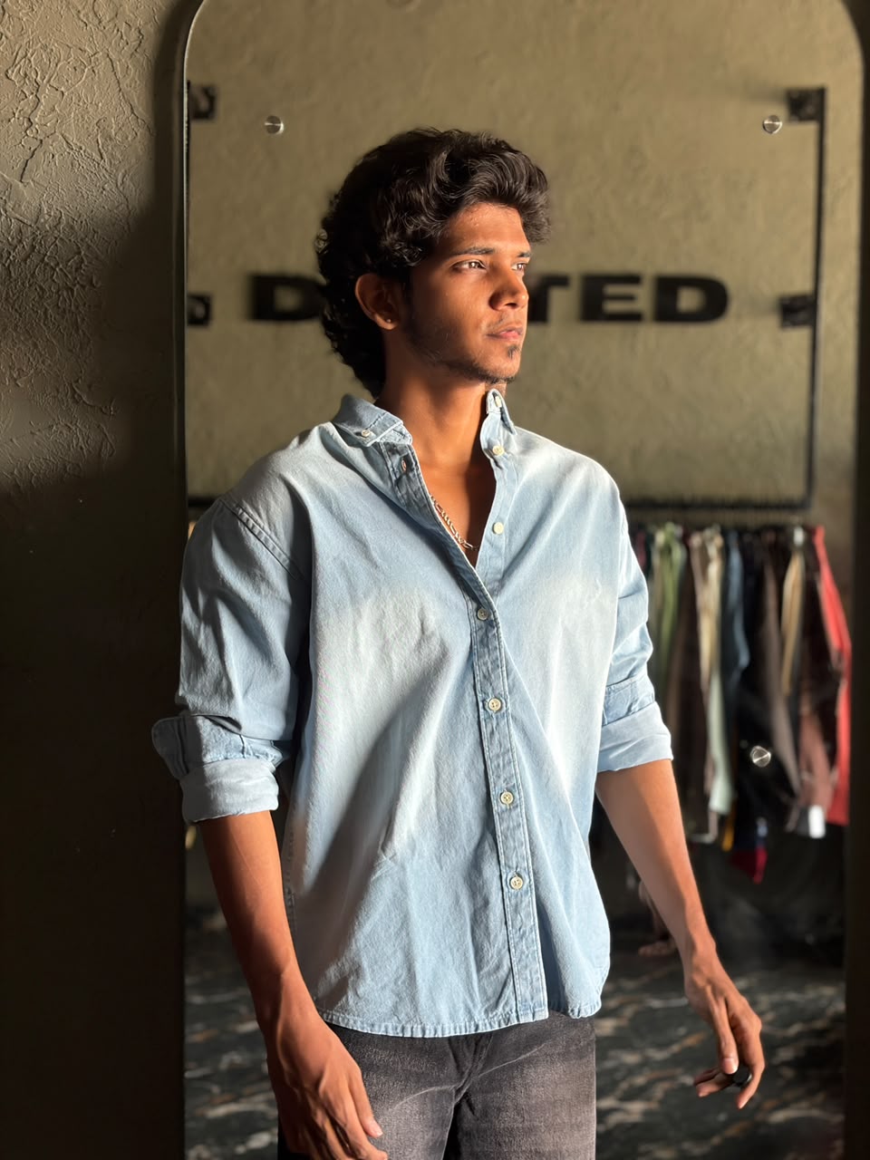 Cloud wash denim shirt