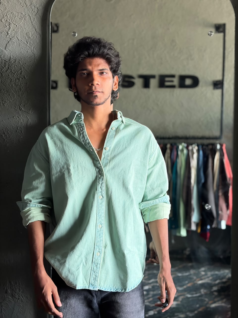 Sage wash denim shirt