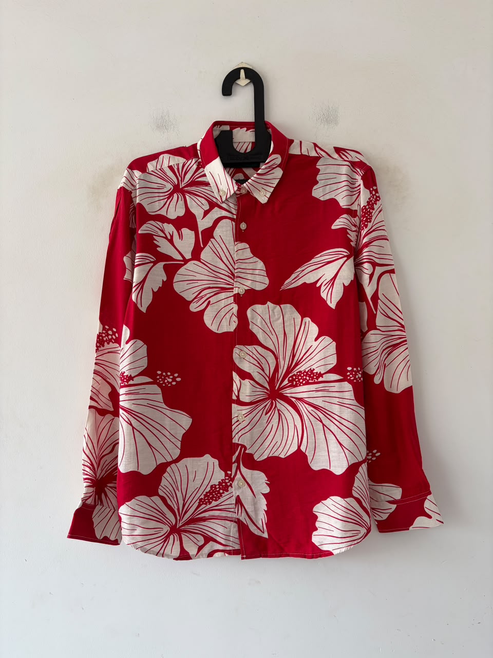 Crimson ivory bloom printed shirt