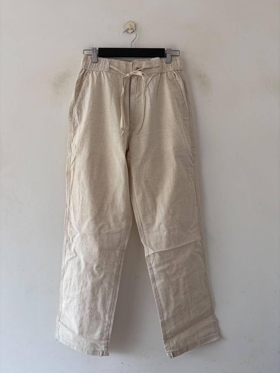 Off-white straight-fit linen pants