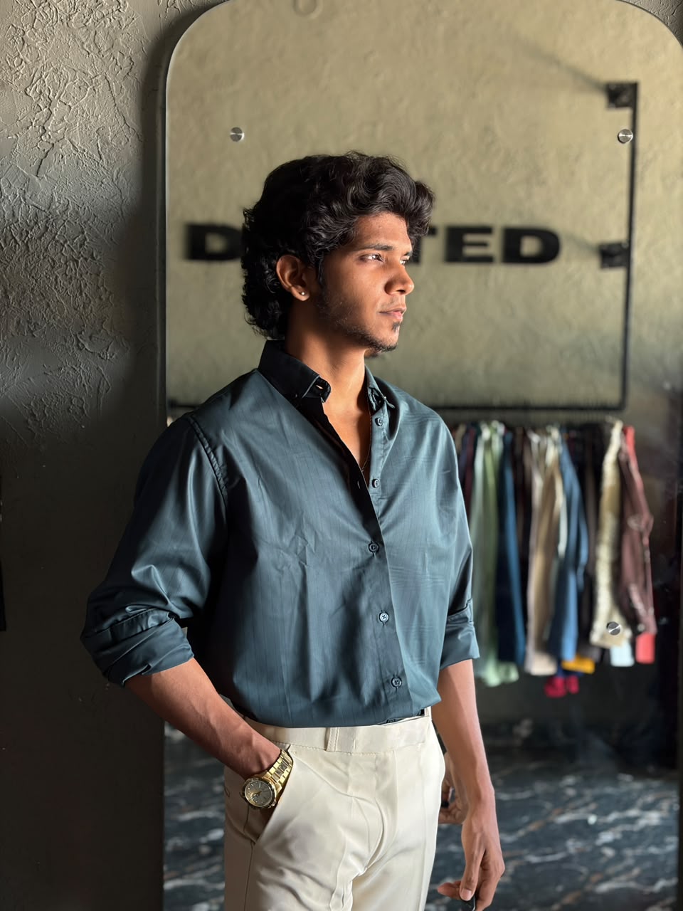 Emerald pin stripes shirt