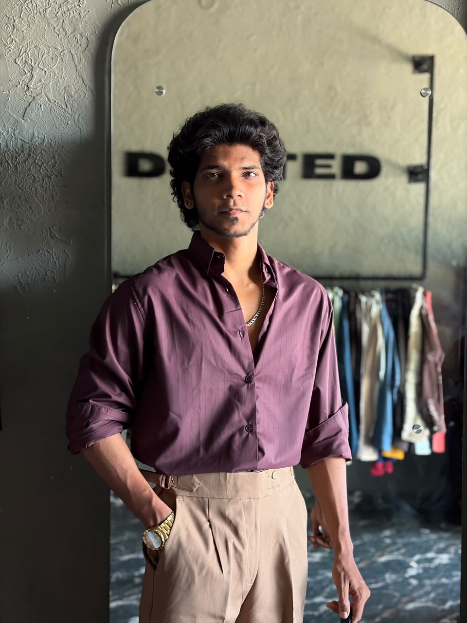 Merlot pin stripes shirt