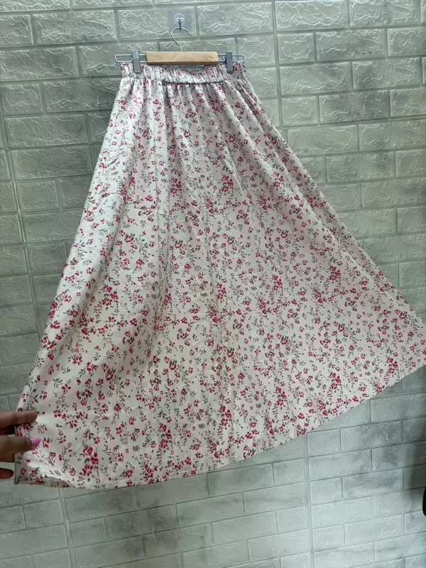 Vintage Floral Print A-Line Midi Skirt