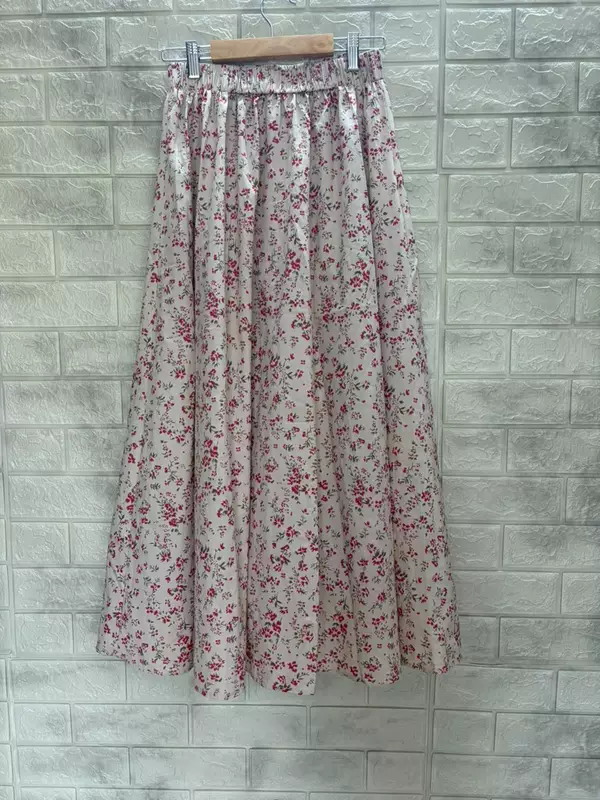 Vintage Floral Print A-Line Midi Skirt