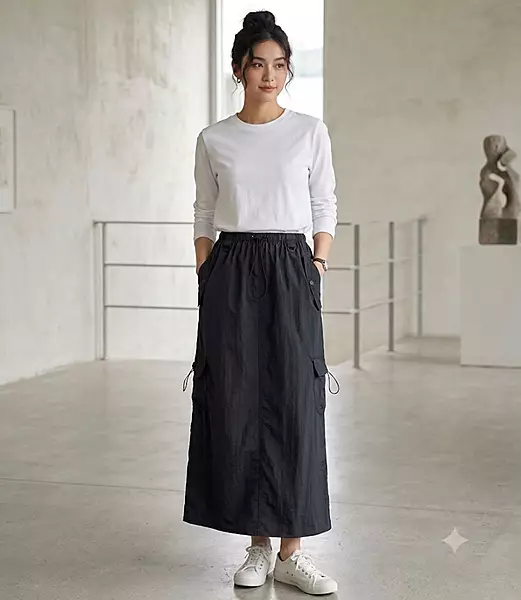Classic Black High Waisted Cargo Skirt
