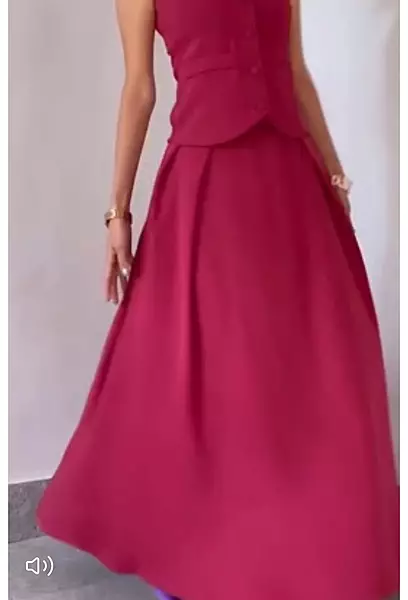 Vibrant Magenta Pleated High-Waisted Skirt