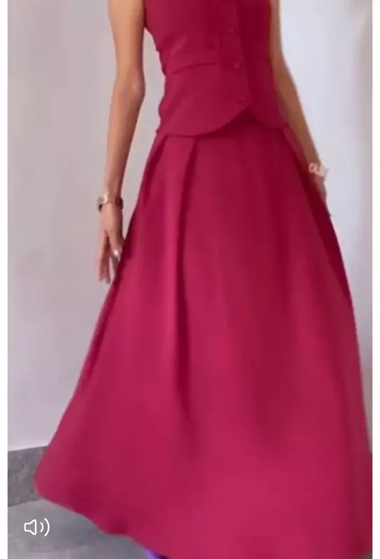 Vibrant Magenta Pleated High-Waisted Skirt