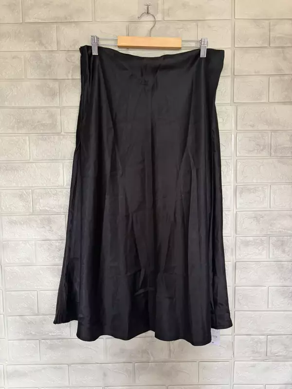 Black High Rise Satin A-Line Maxi Skirt