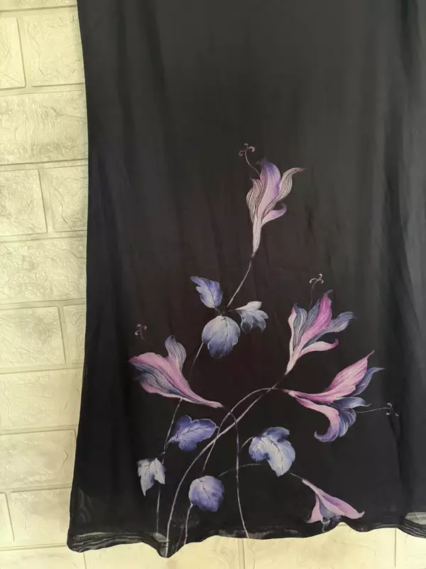 Black Floral Printed A-Line Maxi Skirt