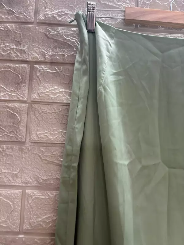 Green Satin Flared Skirt