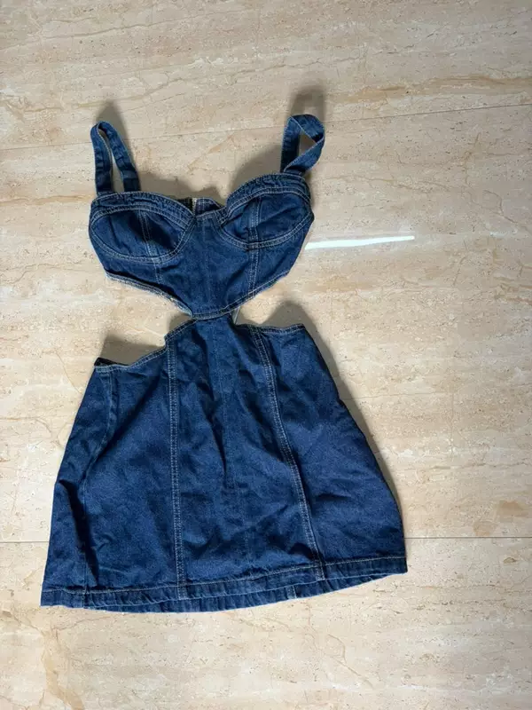 Cut-Out Denim Sheath Mini Dress