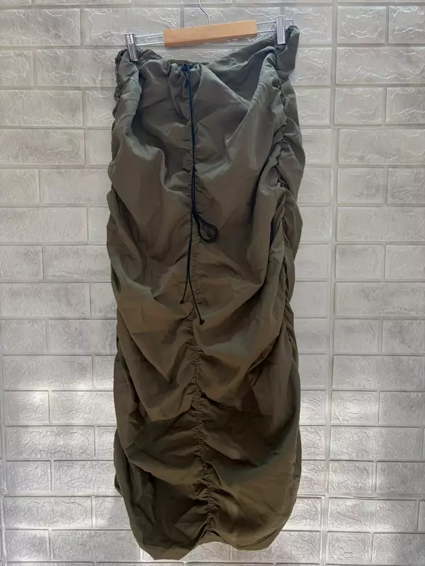 Olive Green Ruched Cargo Skirt