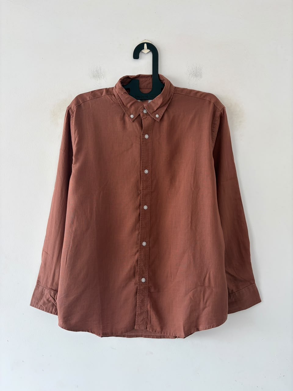 Rust clay linen shirt