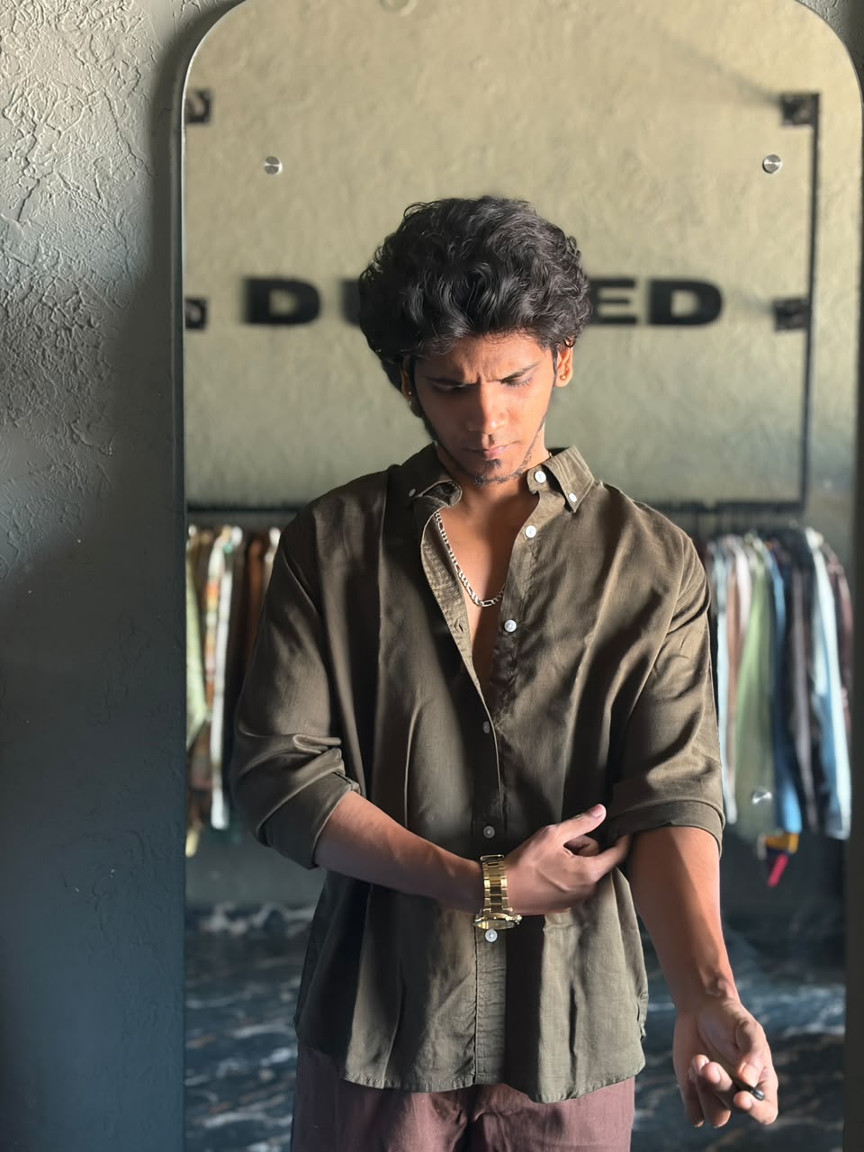 Olive drift linen shirt