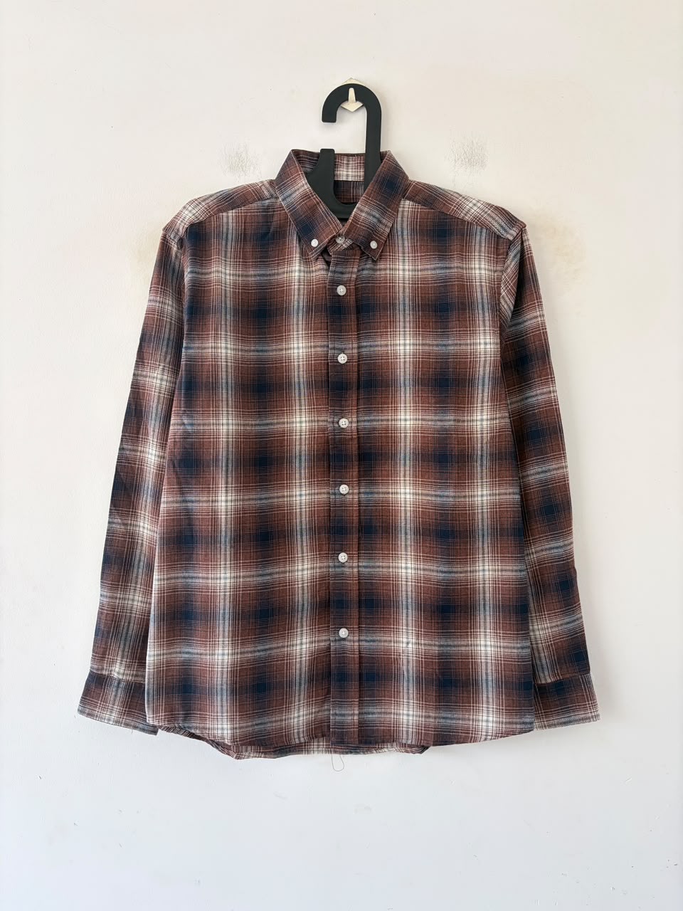 Rust navy check shirt