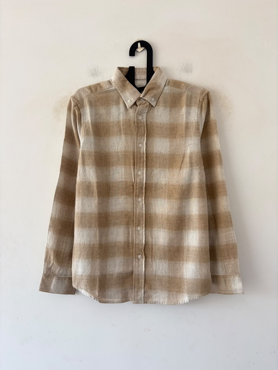 Sand cream check shirt