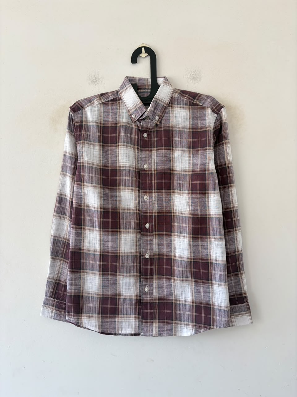 Maroon cream check shirt